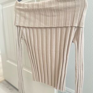 Elegant Off-Shoulder Beige Sweater